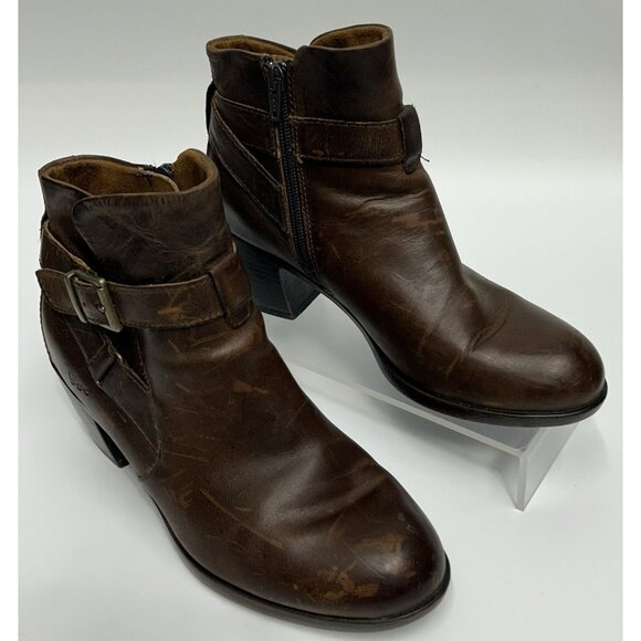 BOC Women's SHEA ANKLE Full Grain Leather Buckle Boots SZ 6.5 Brown - Picture 2 of 9